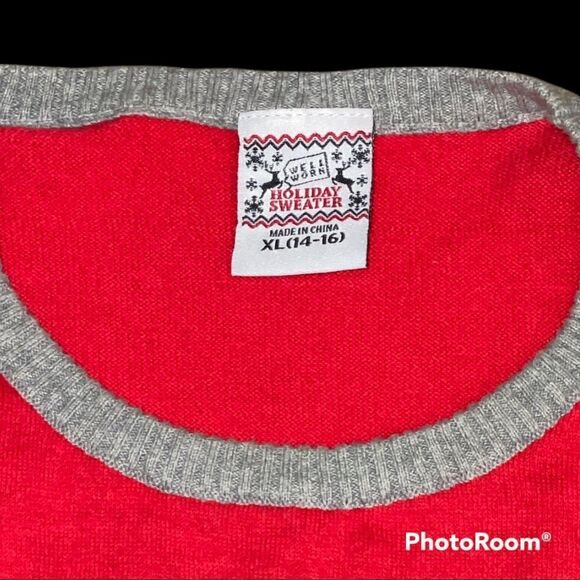 WELL WORN HOLIDAY SWEATER Size XL Unisex (14-16) Cool Snowman “CHILLIN’” - Picture 3 of 4